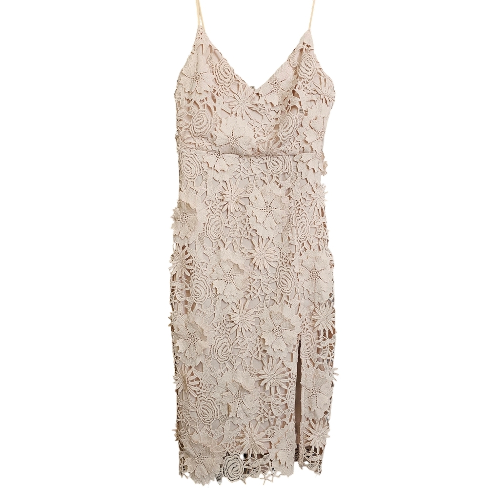Nwot Lulu's Steal Your Heart Ivory  Crochet Floral Lace Midi Bridal Dress - Picture 17 of 17